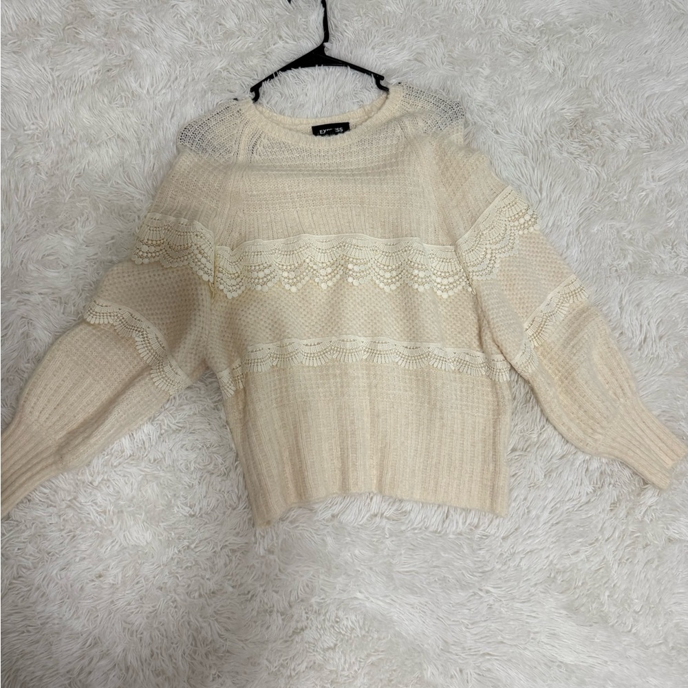 Express Cream Knit Sweater